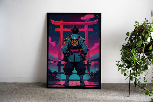 samurai with japan gate Asian Style Poster | Wall Art for Home & Office | High-Quality Print - High-Quality Visual Display