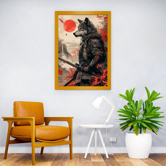 samurai wolf Calligraphy Asian Style Poster | Wall Art for Home & Office | High-Quality Print - High-Quality Visual Display