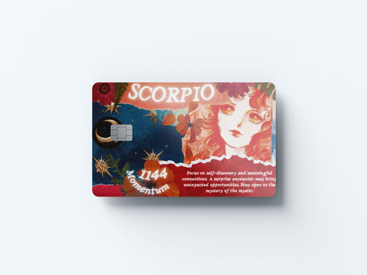 Watercolor scorpio angel number design | credit card sticker | small chip | credit card skin for nursery and home wall decor.