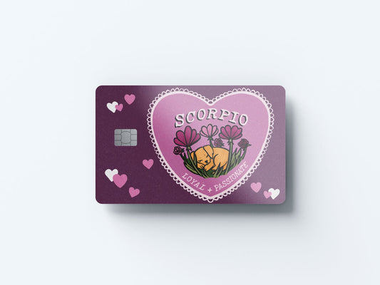 Watercolor scorpio puppy love design | credit card sticker | small chip | credit card skin for nursery and home wall decor.