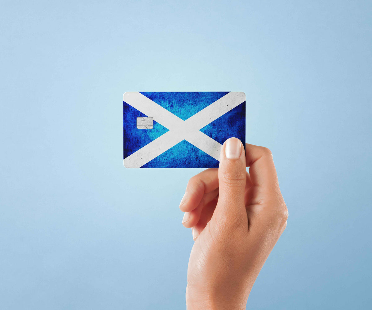 Scotland Retro Flag - Premium Vinyl Credit Card Skin Cover by Wonderwallsboutique