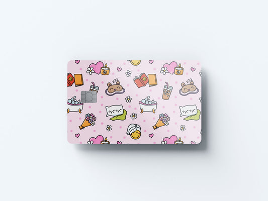 Watercolor self care day design | credit card sticker | small chip | credit card skin for nursery and home wall decor.
