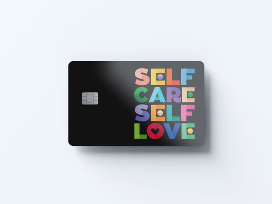 Watercolor self care self love design | credit card sticker | small chip | credit card skin for nursery and home wall decor.