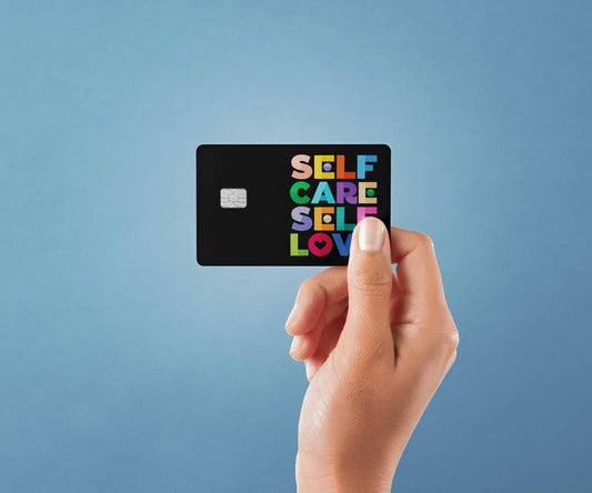 Watercolor self care self love design | credit card sticker | small chip | credit card skin for nursery and home wall decor.