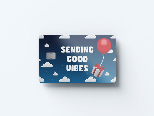Watercolor sending good vibes design | credit card sticker | small chip | credit card skin for nursery and home wall decor.