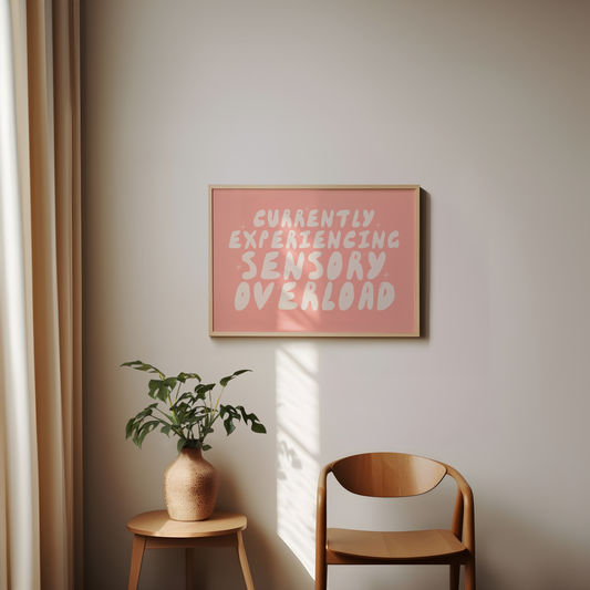 Currently Experiencing Sensory Overload | Cream and Peach | Landscape | Art Print - High-Quality Premium Wall Art Decor Sticker