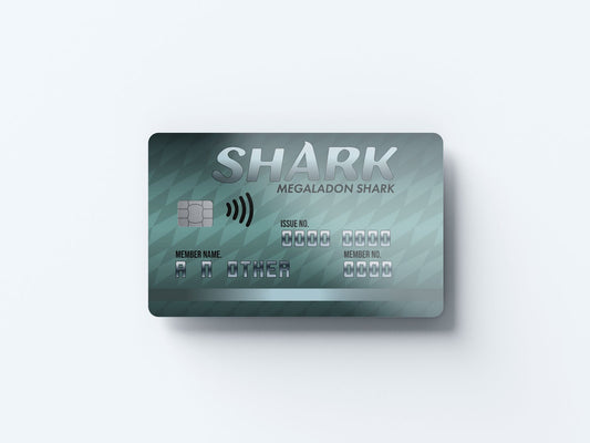 Watercolor shark card design | credit card sticker | small chip | credit card skin for nursery and home wall decor.