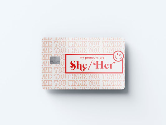 Watercolor she her design | credit card sticker | small chip | credit card skin for nursery and home wall decor.