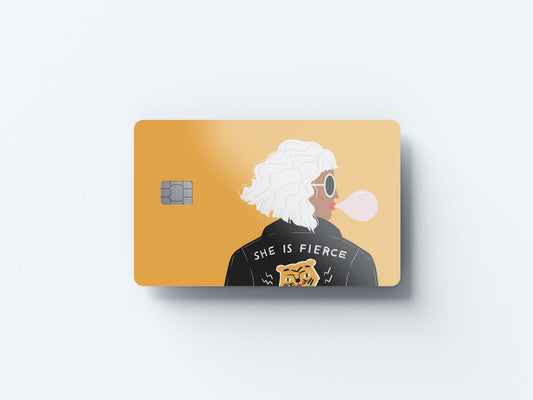 Watercolor she is fierce design | credit card sticker | small chip | credit card skin for nursery and home wall decor.