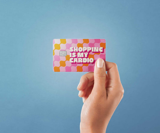 Watercolor shopping is my cardio design | credit card sticker | small chip | credit card skin for nursery and home wall decor.