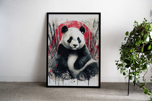 sitting panda Asian Style Poster | Wall Art for Home & Office | High-Quality Print - High-Quality Visual Display