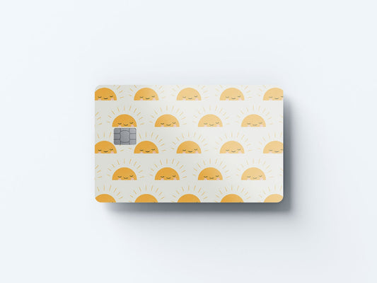 Watercolor sleeping suns design | credit card sticker | small chip | credit card skin for nursery and home wall decor.