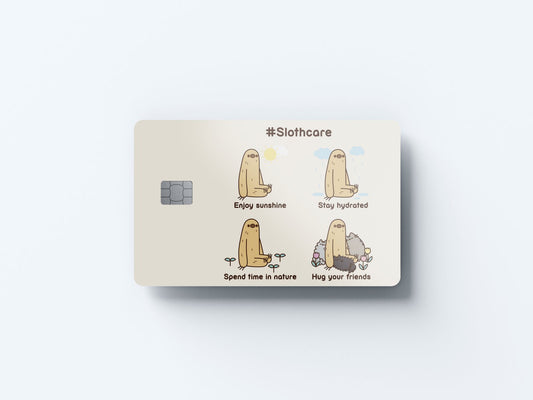 Watercolor sloth care design | credit card sticker | small chip | credit card skin for nursery and home wall decor.