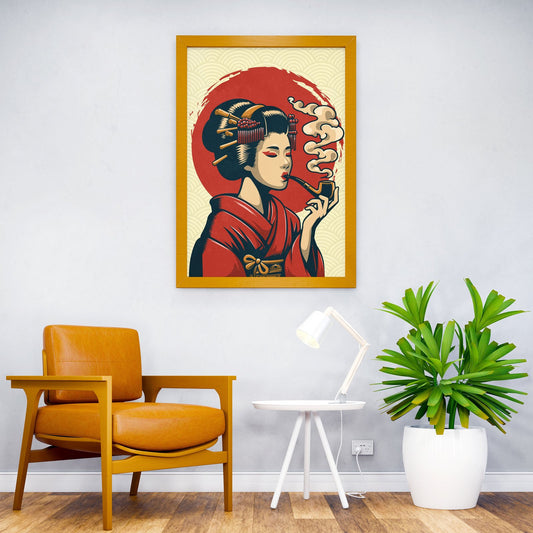 smoking geisha Asian Style Poster | Wall Art for Home & Office | High-Quality Print - High-Quality Visual Display