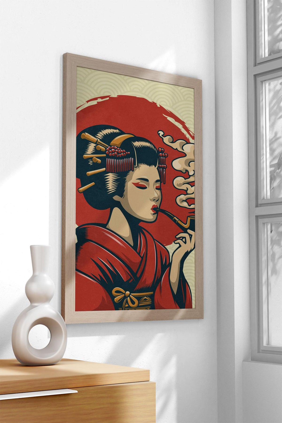 smoking geisha Asian Style Poster | Wall Art for Home & Office | High-Quality Print - High-Quality Visual Display
