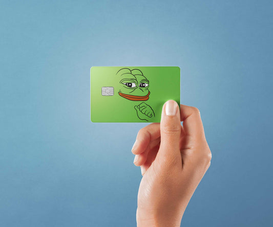 Watercolor smug frog design | credit card sticker | small chip | credit card skin for nursery and home wall decor.