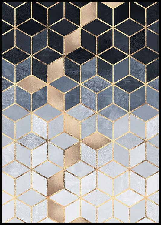 Soft Blue Gradient Cubes Poster