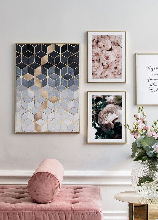 Soft Blue Gradient Cubes Poster