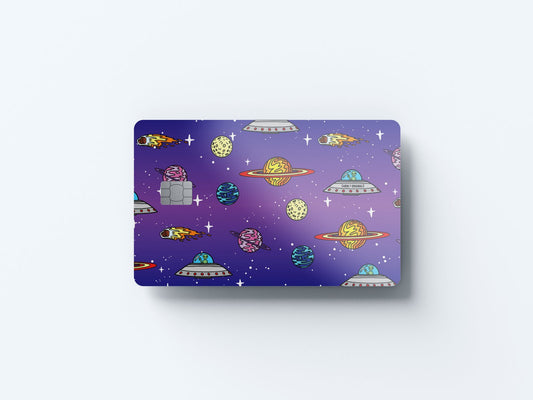 Watercolor space design | credit card sticker | small chip | credit card skin for nursery and home wall decor.