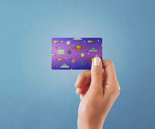 Watercolor space design | credit card sticker | small chip | credit card skin for nursery and home wall decor.