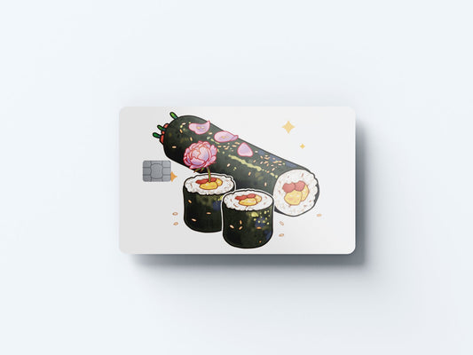 Watercolor spam sushi design | credit card sticker | small chip | credit card skin for nursery and home wall decor.