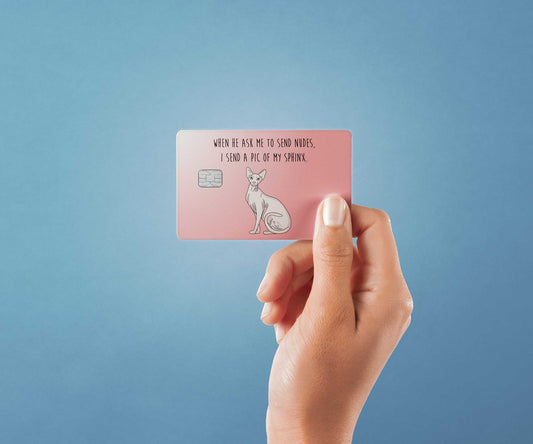 Watercolor sphinx send nudes design | credit card sticker | small chip | credit card skin for nursery and home wall decor.