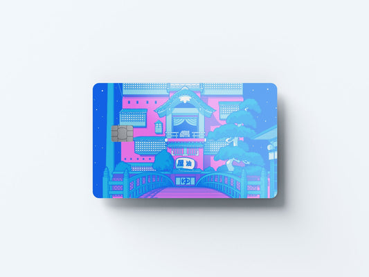 Watercolor spirited bathhouse design | credit card sticker | small chip | credit card skin for nursery and home wall decor.