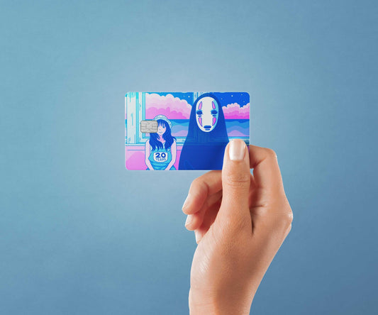 Watercolor spirited train design | credit card sticker | small chip | credit card skin for nursery and home wall decor.