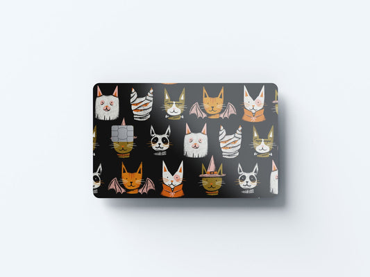 Watercolor spooky cats design | credit card sticker | small chip | credit card skin for nursery and home wall decor.