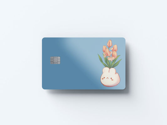 Watercolor spring tulips design | credit card sticker | small chip | credit card skin for nursery and home wall decor.