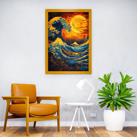 starry night wave japan Asian Style Poster | Wall Art for Home & Office | High-Quality Print - High-Quality Visual Display