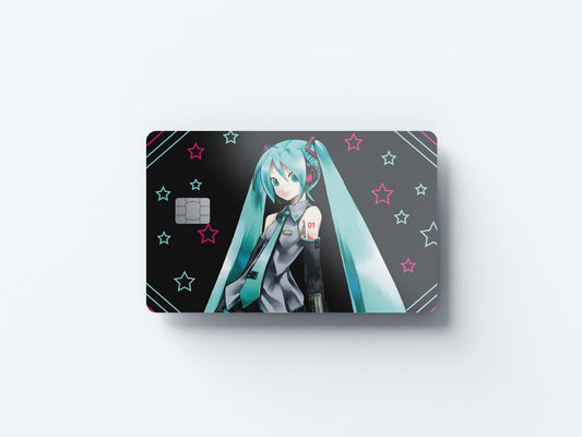 Watercolor stars and hatsune design | credit card sticker | small chip | credit card skin for nursery and home wall decor.