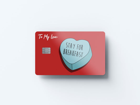 Watercolor stay for breakfast design | credit card sticker | small chip | credit card skin for nursery and home wall decor.