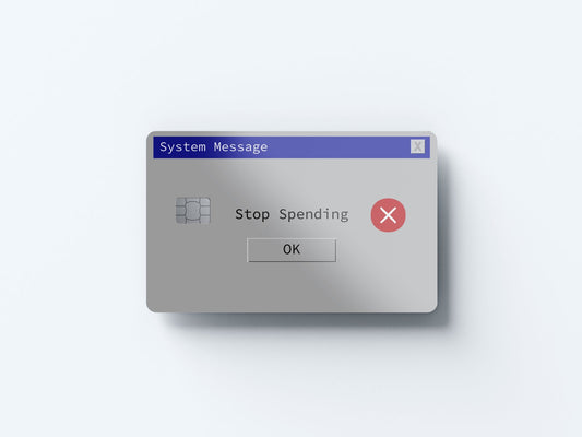 Watercolor stop spending design | credit card sticker | small chip | credit card skin for nursery and home wall decor.