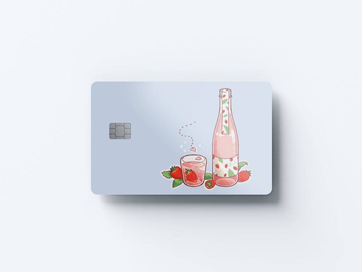 Watercolor strawberry nigori design | credit card sticker | small chip | credit card skin for nursery and home wall decor.