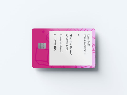 Watercolor strawberry lemonade design | credit card sticker | small chip | credit card skin for nursery and home wall decor.