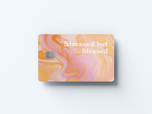 Watercolor stressed but blessed design | credit card sticker | small chip | credit card skin for nursery and home wall decor.