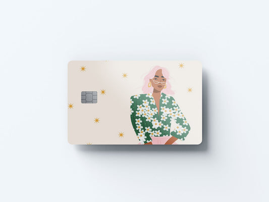 Watercolor strike a pose design | credit card sticker | small chip | credit card skin for nursery and home wall decor.