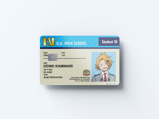 Watercolor student id denki kaminari design | credit card sticker | small chip | credit card skin for nursery and home wall decor.