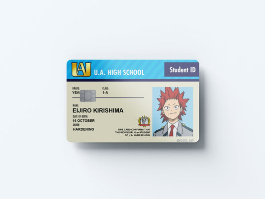 Watercolor student id eijiro kirishima design | credit card sticker | small chip | credit card skin for nursery and home wall decor.