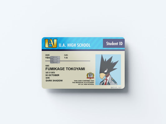 Watercolor student id fumikage tokoyami design | credit card sticker | small chip | credit card skin for nursery and home wall decor.