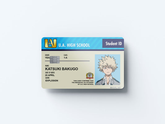 Watercolor student id katsuki bakugo design | credit card sticker | small chip | credit card skin for nursery and home wall decor.