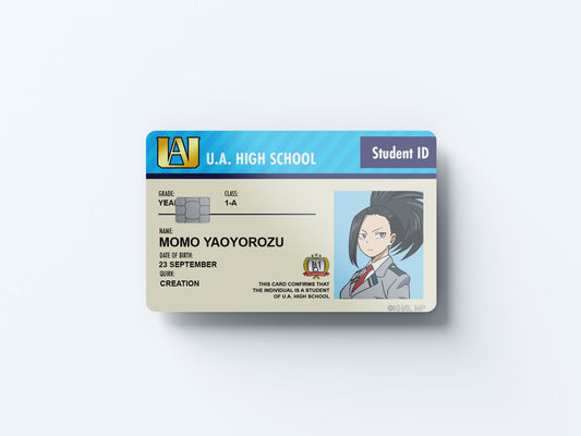 Watercolor student id momo yaoyorozu design | credit card sticker | small chip | credit card skin for nursery and home wall decor.