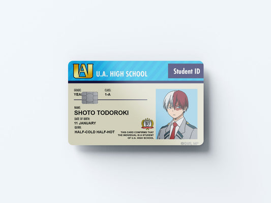 Watercolor student id shoto todoroki design | credit card sticker | small chip | credit card skin for nursery and home wall decor.