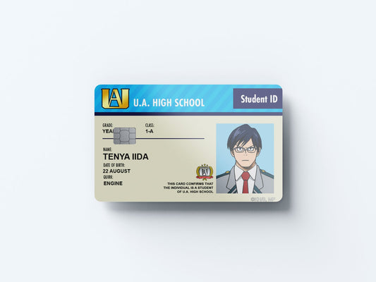 Watercolor student id tenya iida design | credit card sticker | small chip | credit card skin for nursery and home wall decor.