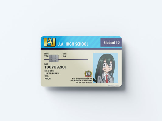 Watercolor student id tsuyu asui design | credit card sticker | small chip | credit card skin for nursery and home wall decor.