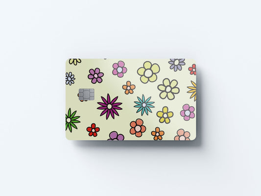 Watercolor summer flowers design | credit card sticker | small chip | credit card skin for nursery and home wall decor.