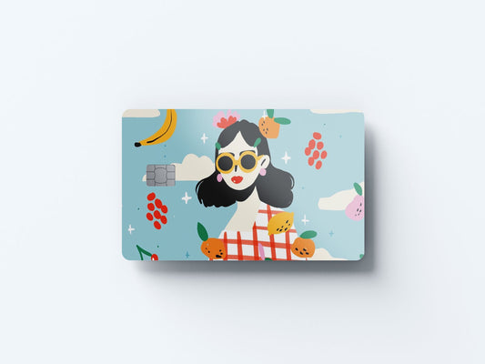 Watercolor summer picnic design | credit card sticker | small chip | credit card skin for nursery and home wall decor.