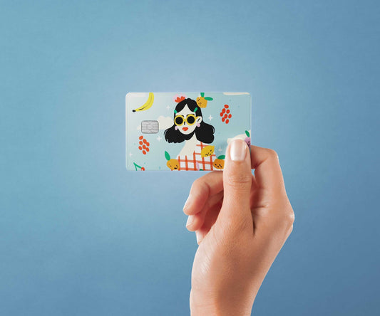Watercolor summer picnic design | credit card sticker | small chip | credit card skin for nursery and home wall decor.