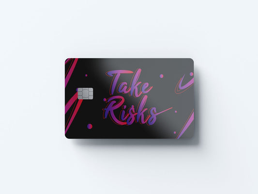 Watercolor take risk design | credit card sticker | small chip | credit card skin for nursery and home wall decor.